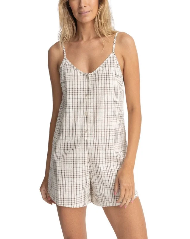 Rumi Check Romper Crossover Halter Romper Sexy