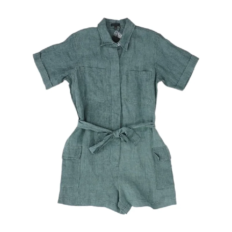 Teal Solid Romper Deep Back Romper Stylish