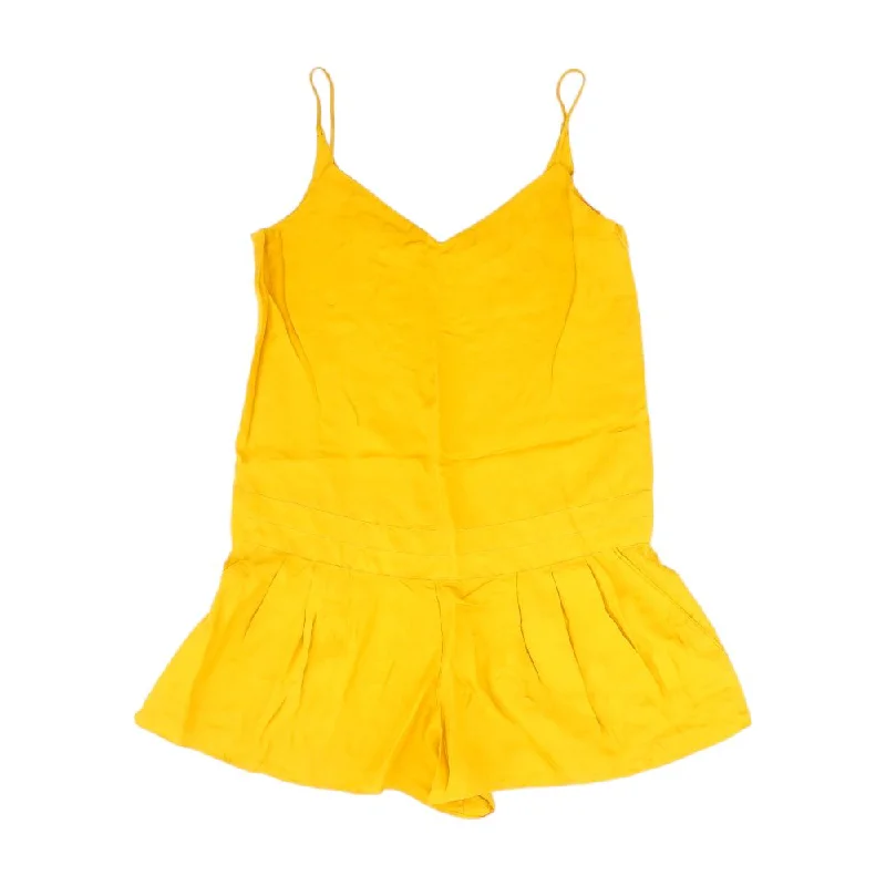 Yellow Solid Romper Strappy Back Romper Sexy