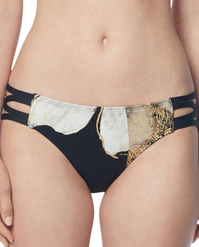 Strappy Full Coverage Bikini Bottom In Cmv Gilded Garden Black Triangle bikini set, Sexy, Comfortable, Stylish